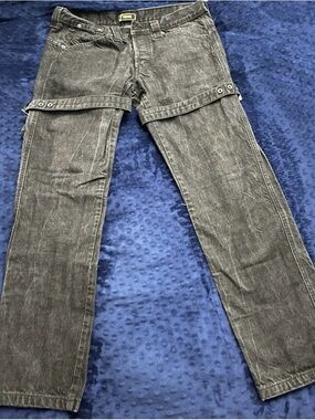 Versace Men's Skinny Convertible Black-Gray Washed Jeans US size 32-30 Altered